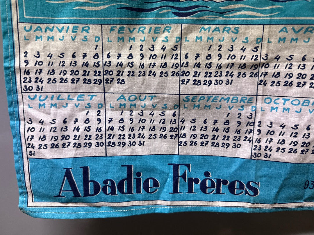 Calendrier Abadie Frères – Torchon vintage 1978