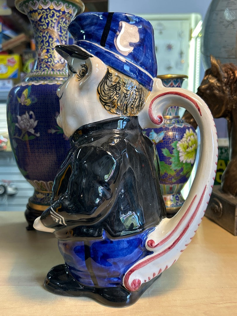 Pichet Barbotine Gendarme Vintage Céramique