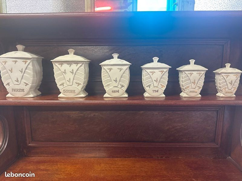 Pots de cuisine – Vintage – Cuisine – Blanc et doré