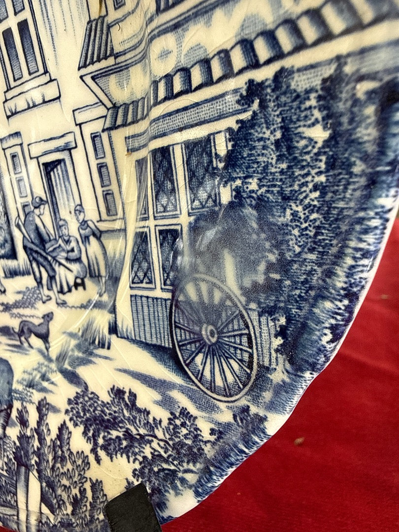 Assiette – Lunéville – Assiettes plates – Faïence bleue décor anglais