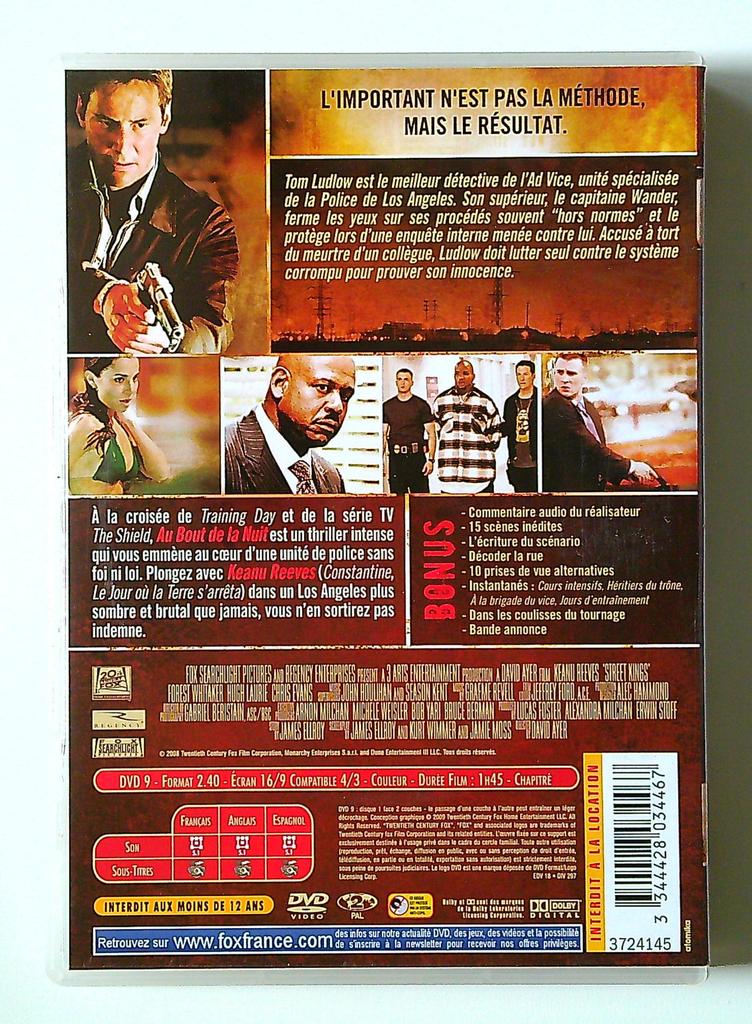Dvd au Bout de la Nuit Keanu Reeves Forest Whitaker