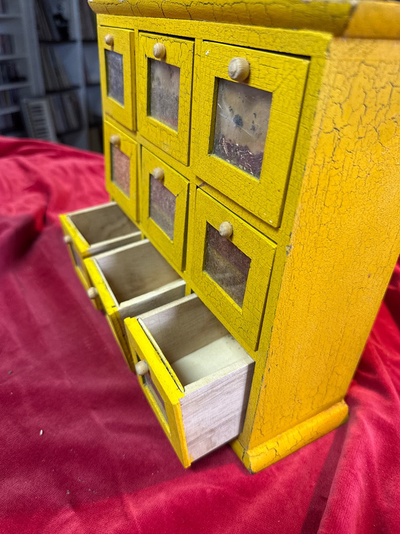 Boîte de rangement – Vintage – Rangement – Bois jaune patiné