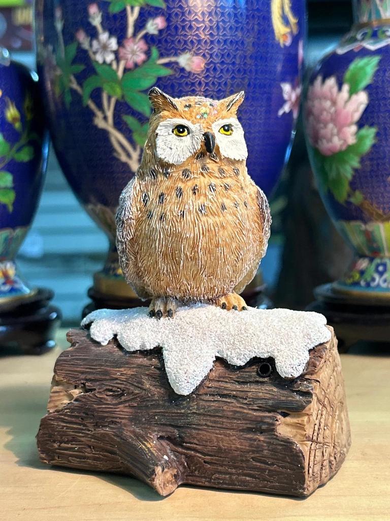 Statuette sculpté Chouette / Hibou poser sur une branche