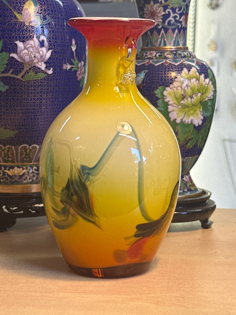 Vase en verre – Artisanal – Décoration – Dégradé jaune orange