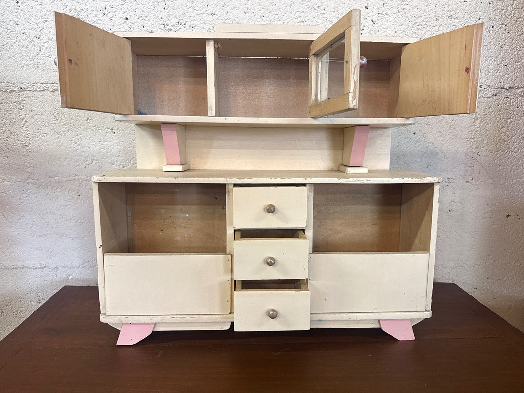 Dînette cuisine en bois vintage – Meuble jouet ancien
