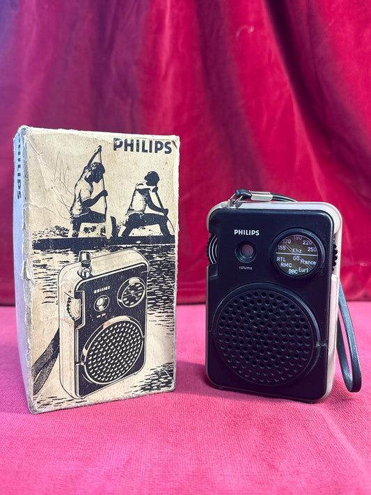 Radio portable Philips 90AL021 LW avec boîte d’origine, non fonctionnelle