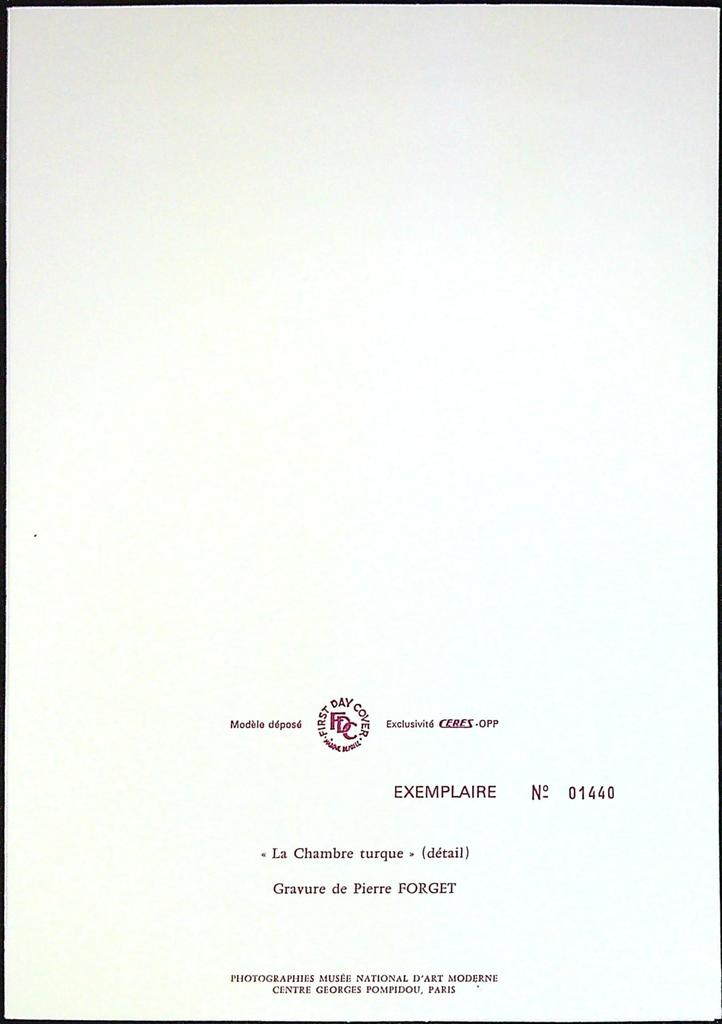 Balthus La Chambre Turque Enveloppe Dépliant Timbre 1er jour Encart Fdc Yvert et Tellier