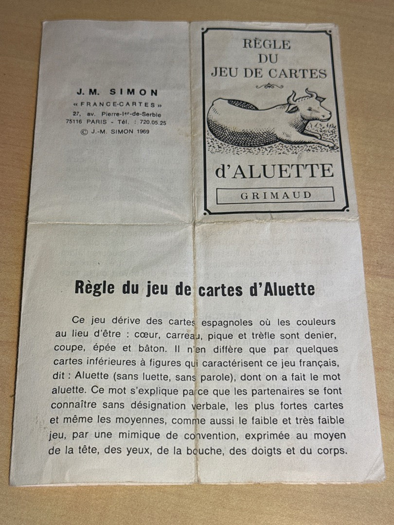 Jeu de cartes – Grimaud Aluette – Hobbies – Vintage complet