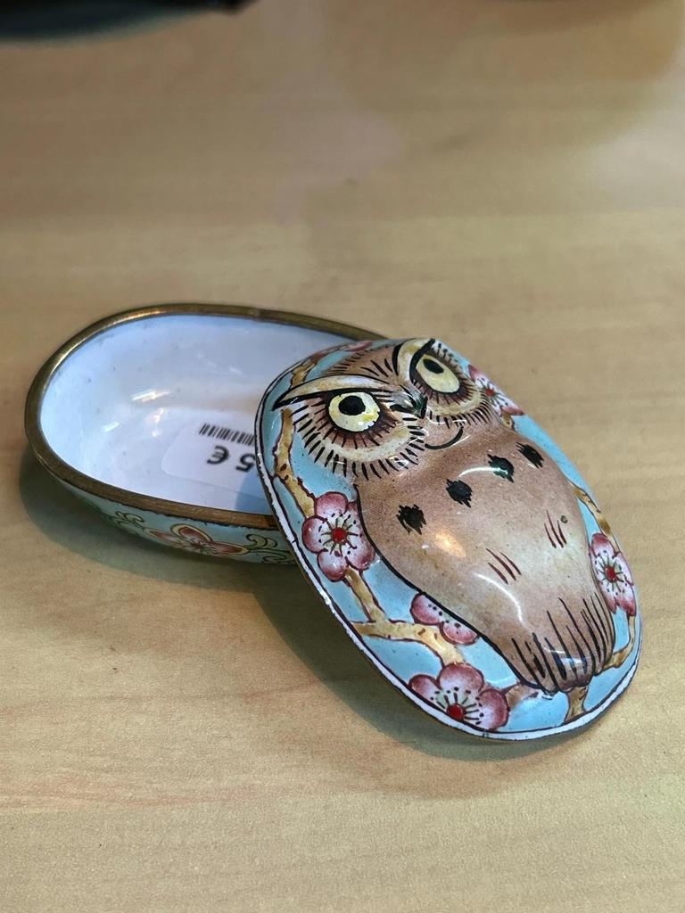 Boite vintage en email Chouette / Hibou