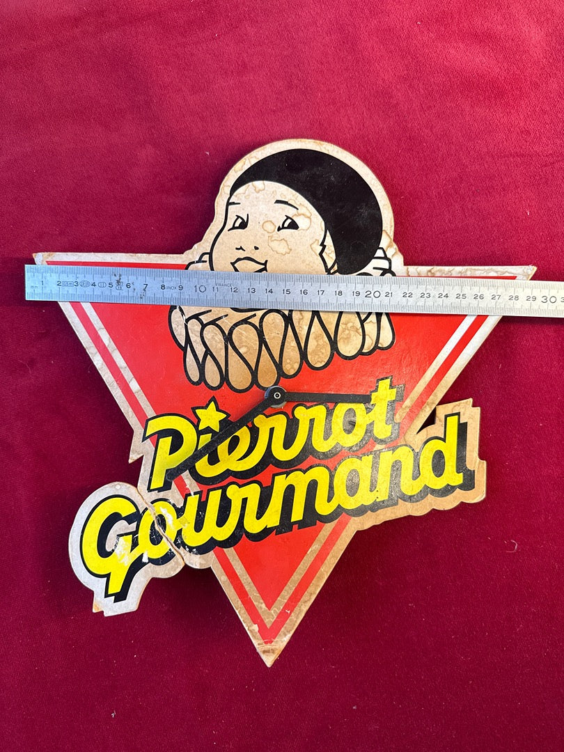 Pendule murale publicitaire Pierrot Gourmand vintage