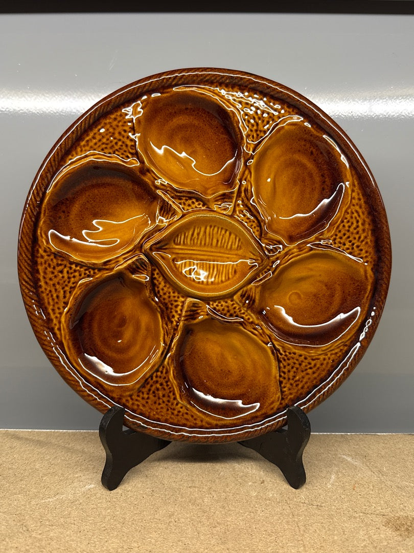 Assiettes à Huîtres – Saint Clément – Arts de la Table – En Céramique Marron Vintage