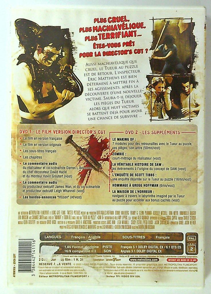 Saw Ii Coffret Collector 2 Dvd Director's Cut Metropolitan