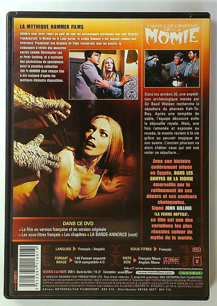 Dvd Dans les griffes de la momie Les Trésors de la Hammer