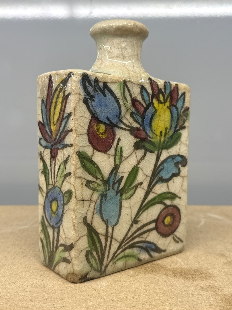 Bouteille – Céramique – Déco – Motif Oiseau Et Fleurs