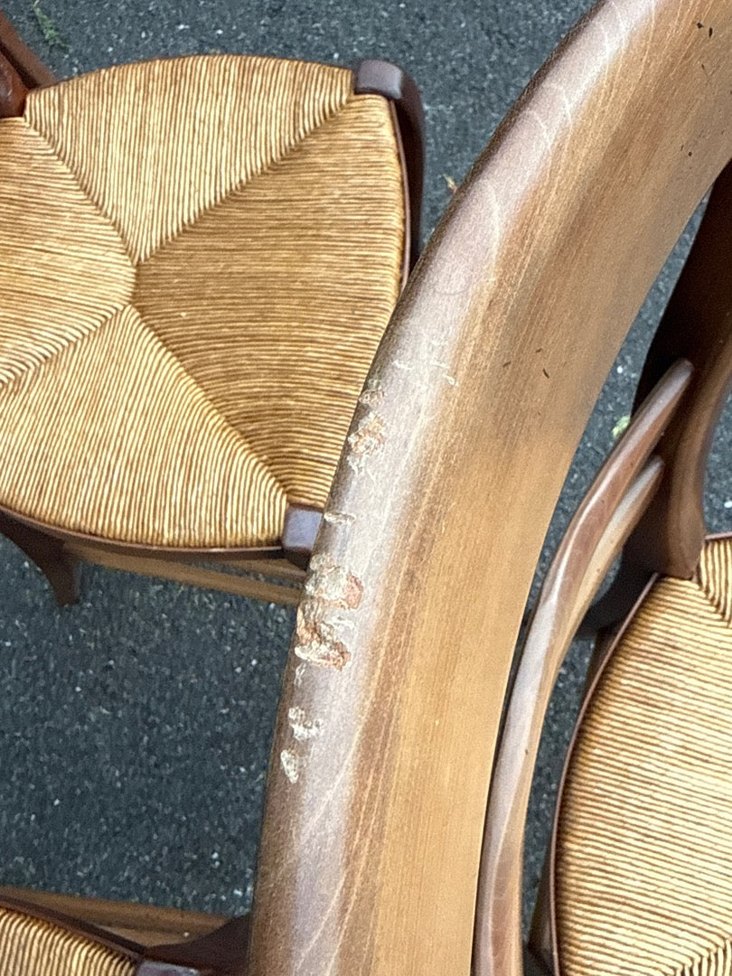 Lot de 6 chaises en bois et paille style rustique