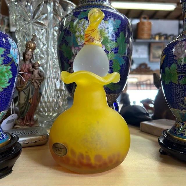 Vase en Pâte de Verre avec un bouchon Verrerie d'art de Toul pièce unique