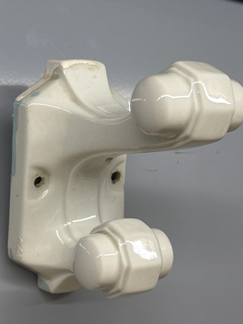 Patère – Vintage – Salle de bain – Double céramique blanche