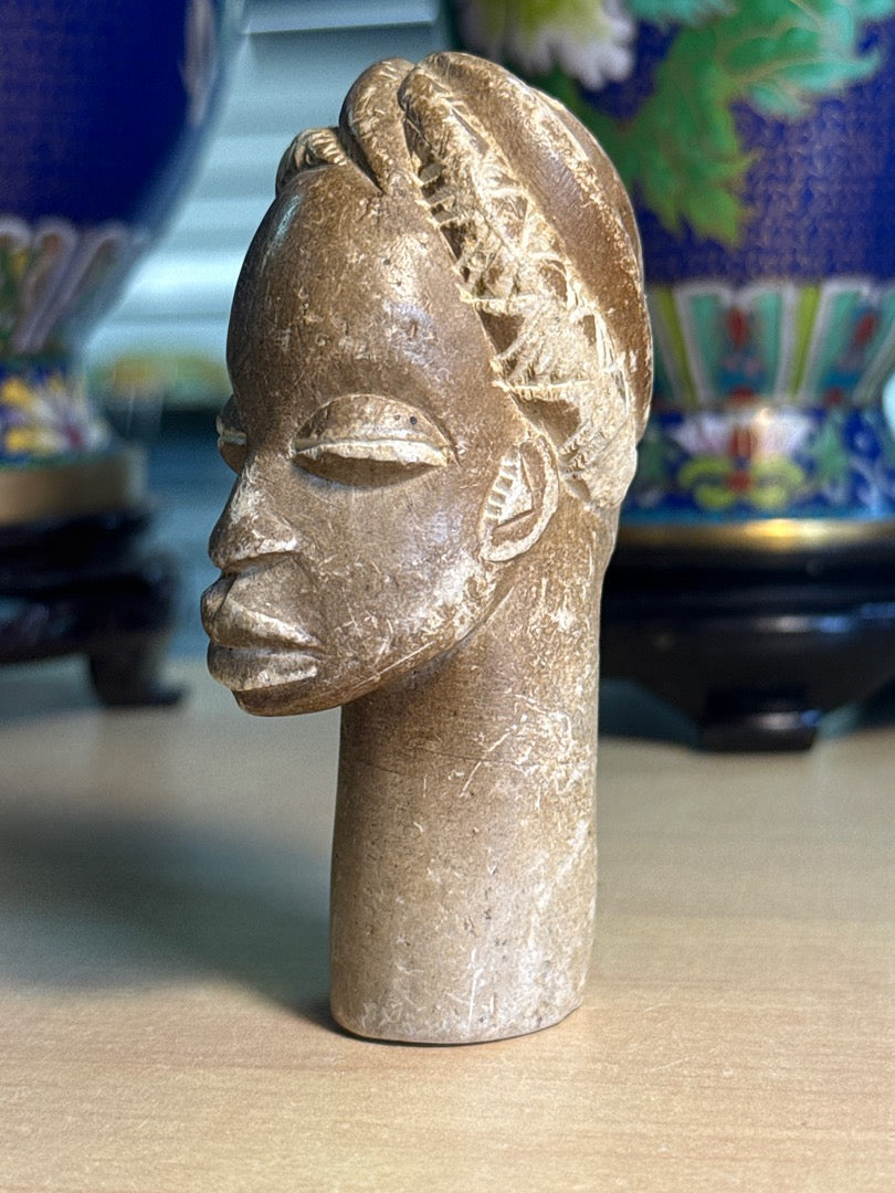 Buste sculpté – Art africain – Décoration – Pierre de stéatite