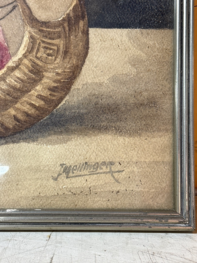 Peinture J. Mellinger – Roses et panier