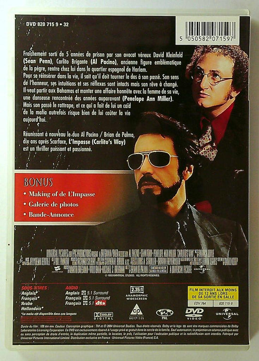Dvd L'impasse Carlito's Way Al Pacino Brian De Palma