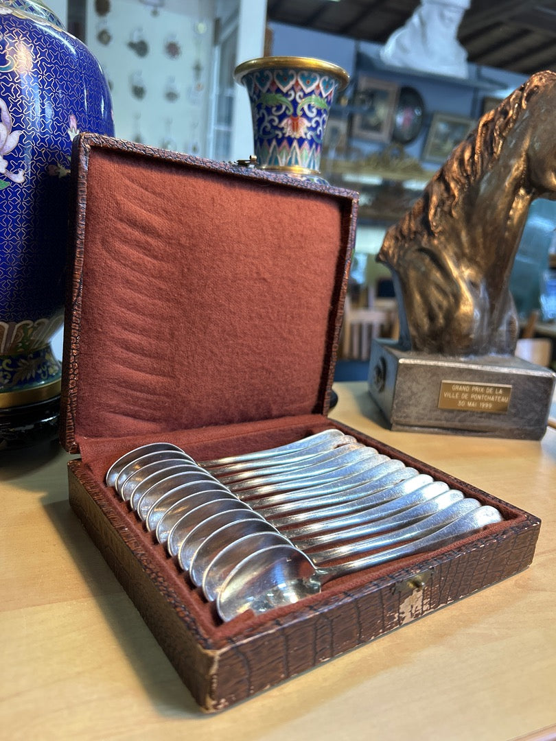 Cuillères à café – Métal argenté – Art de la table – Coffret vintage