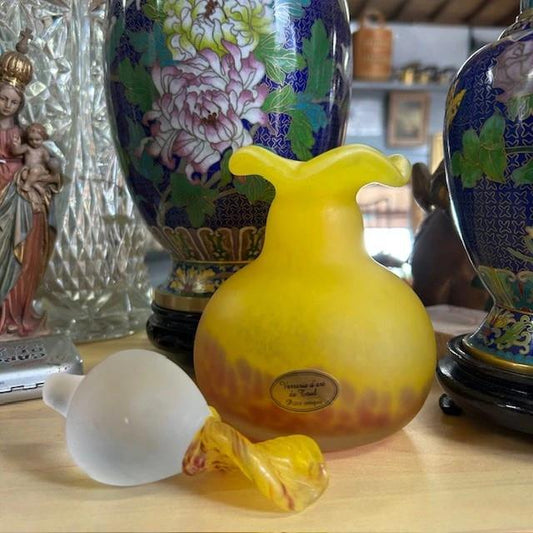 Vase en Pâte de Verre avec un bouchon Verrerie d'art de Toul pièce unique