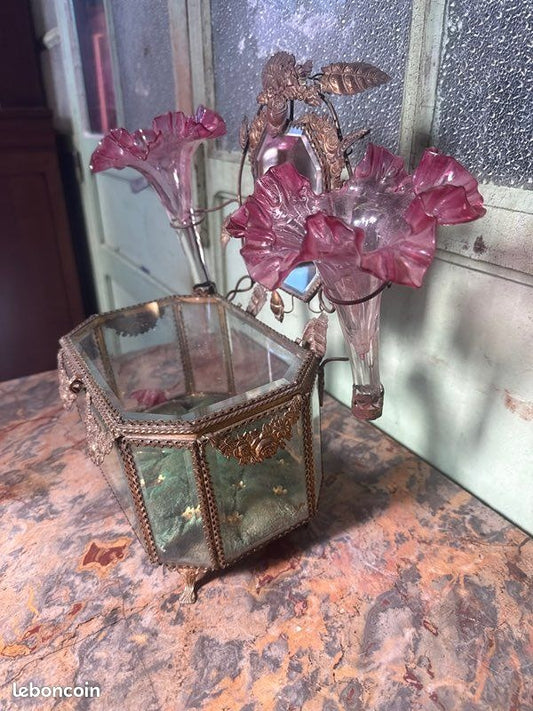 Boîte à bijoux – Vintage – Rangement – Miroir et vases style Globe De Mariée