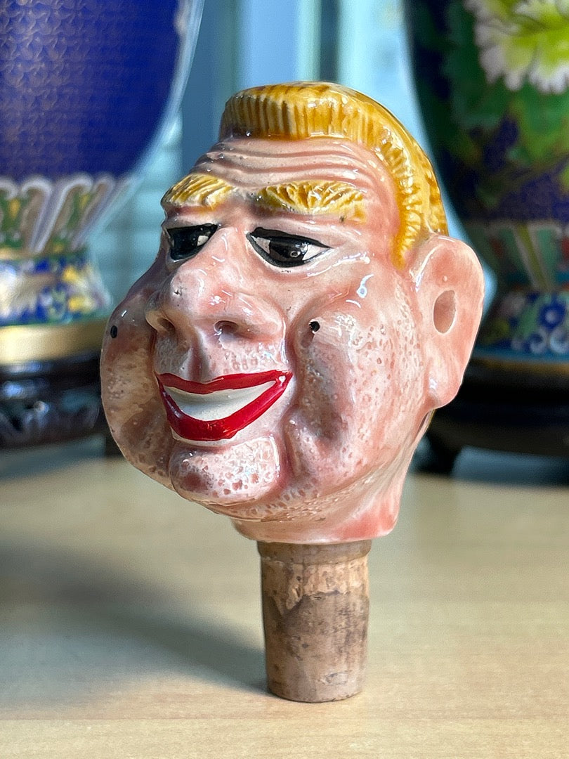 Bouchon de bouteille – Vintage – Art de la table – Tête cheveux jaune humoristique