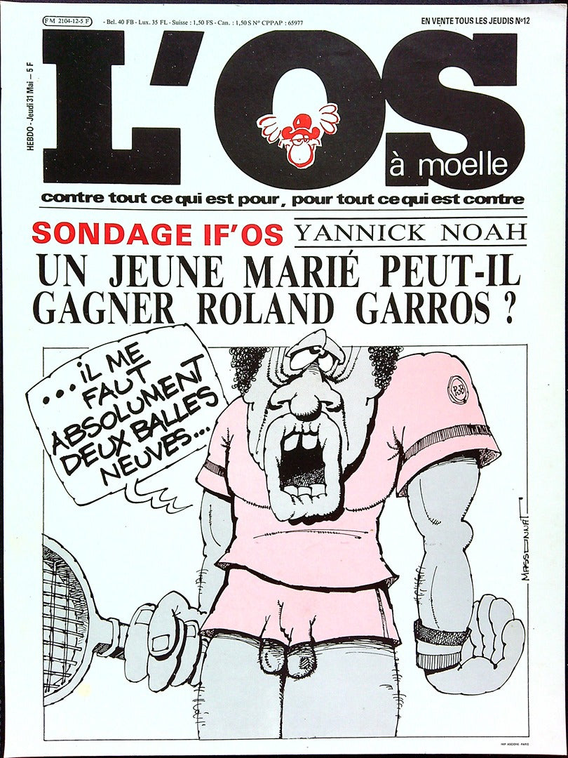 Affiche de Kiosque Plv Promo magazine blanc L'os à Moelle N12 Yannick Noah