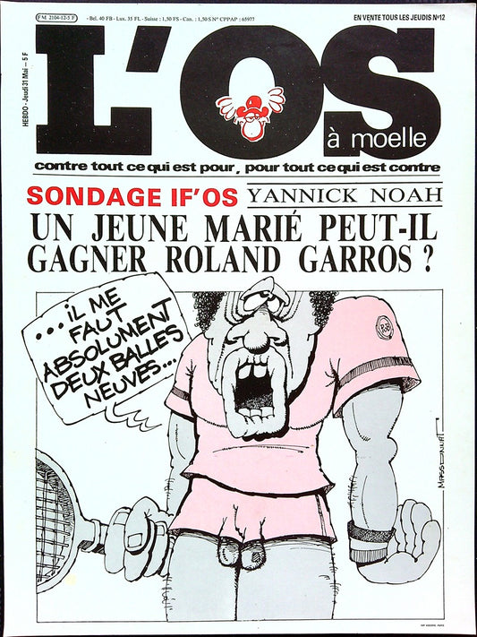 Affiche de Kiosque Plv Promo magazine blanc L'os à Moelle N12 Yannick Noah