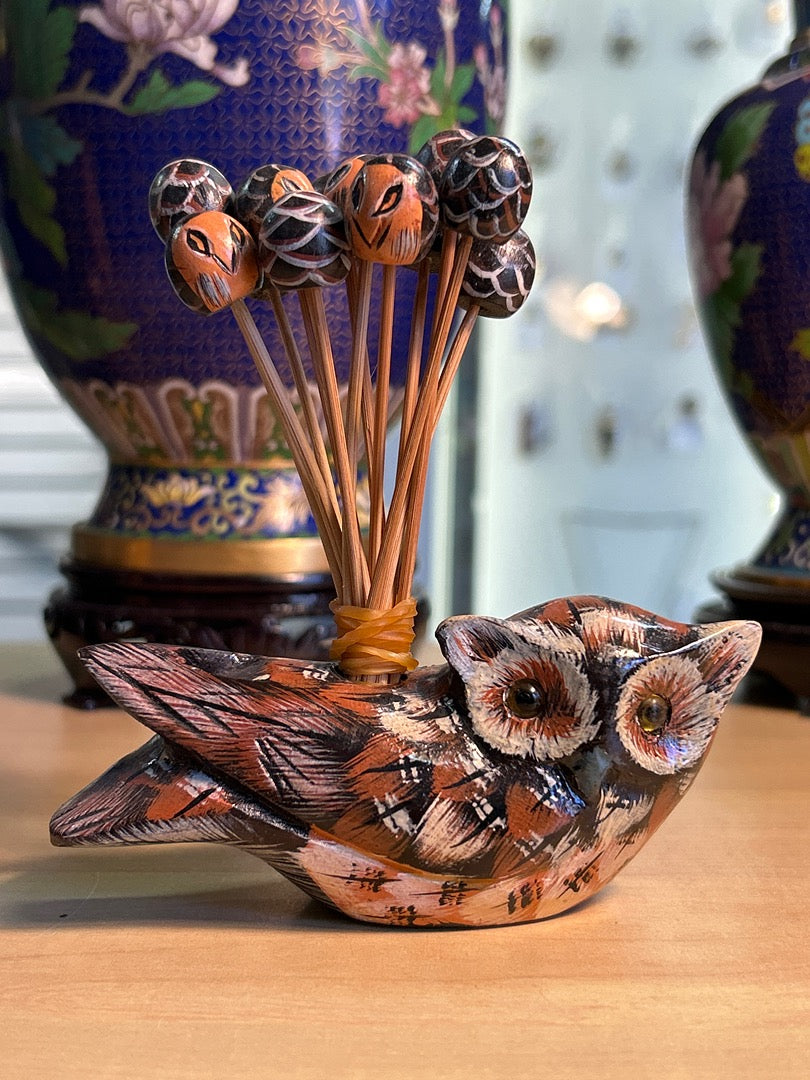 Piques Apéritif Chouette / Hibou En Bois