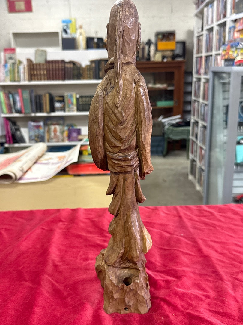 Statue en bois – Falcon – Ornements – Sage asiatique sculpté marron