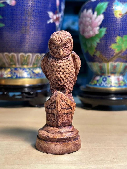 Figurine Chouette / hibou Vintage Décoration Imitation Bois