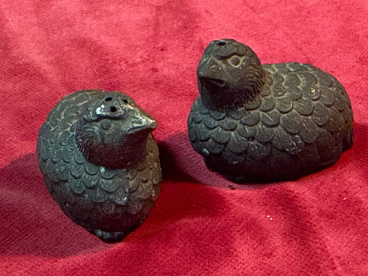 Salière poivrière – Étain – Cuisine – Oiseaux