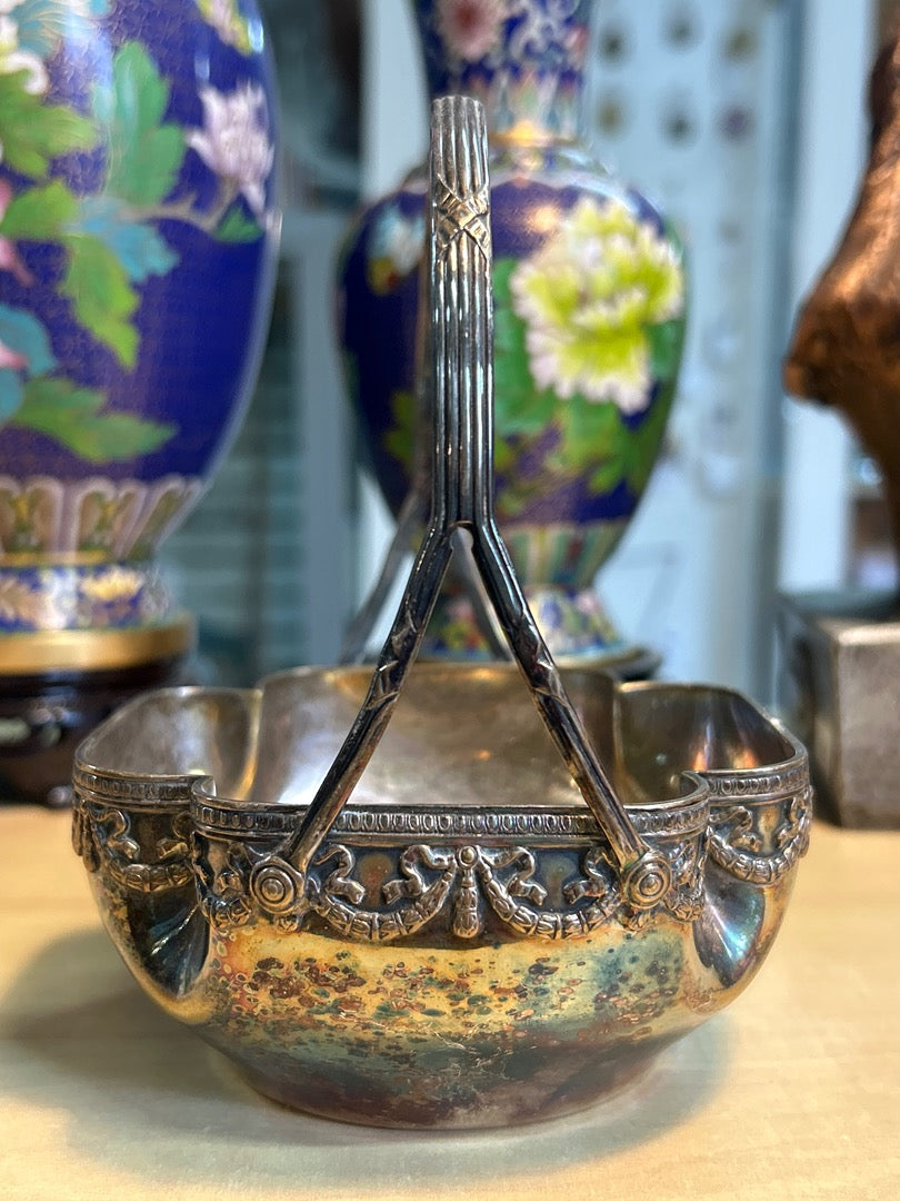 Corbeille – Orfèvrerie – Objets de décoration – Panier argenté ancien