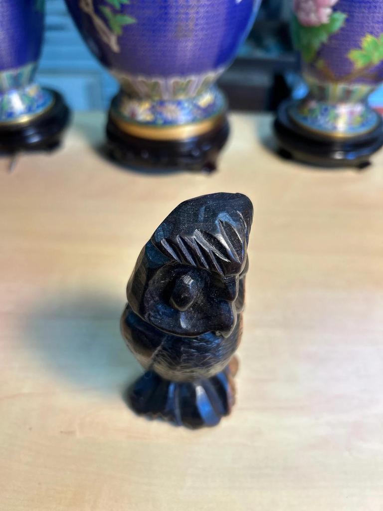 Statuette sculpté Chouette / Hibou en bois Foncé style forêt noire
