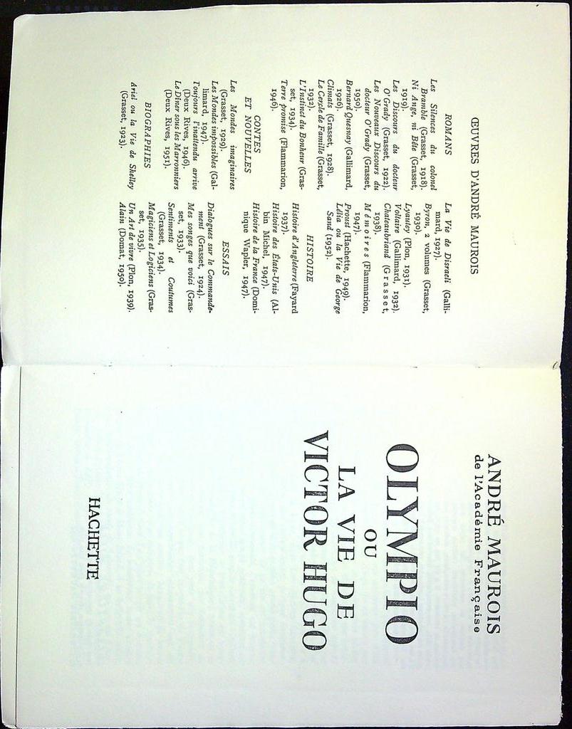 Livre – Hachette – Non-fiction – Olympio André Maurois