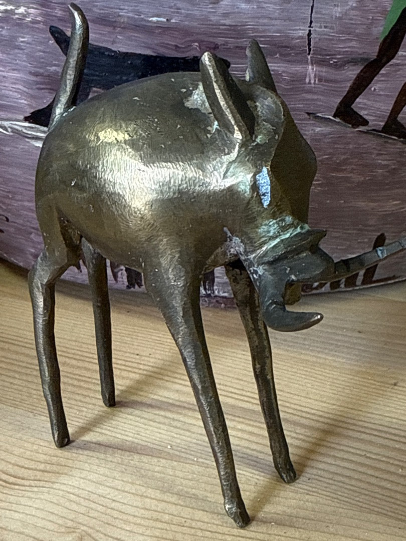 Figurines phacochères – Bronze Africain – Art – Duo vintage