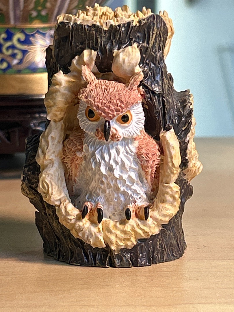 Figurine Chouette / Hibou Dans Son Tronc
