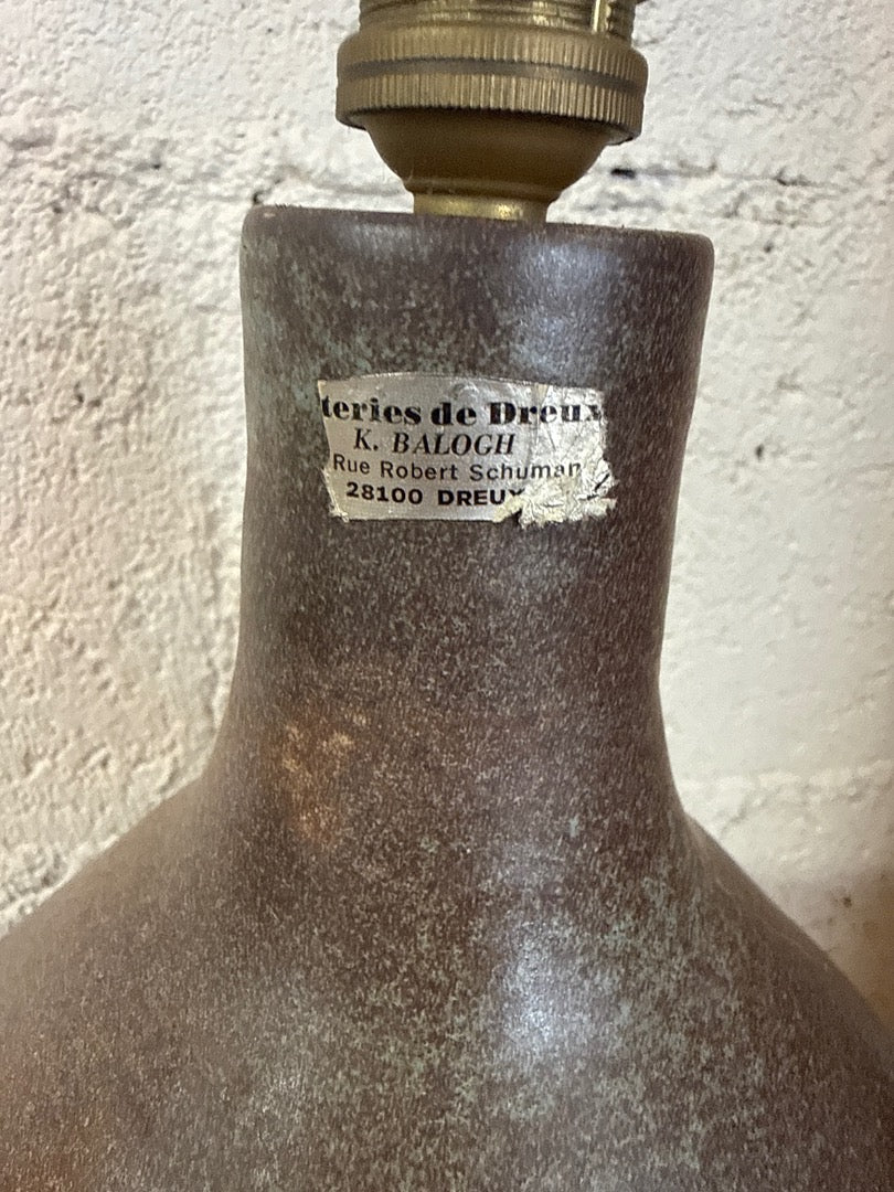 Lampe céramique K Balogh – Poterie vintage