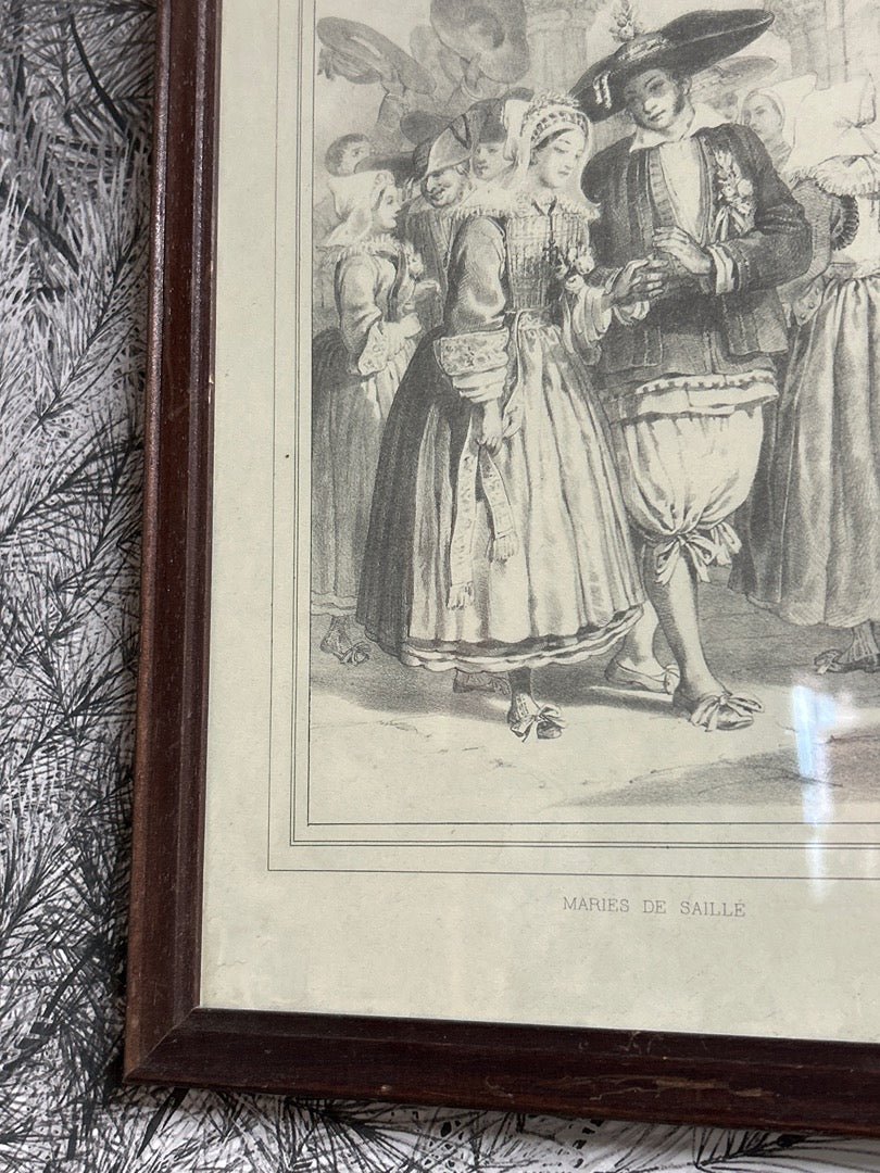 Tableau Gravure Mariés de Saillé L. Lestang