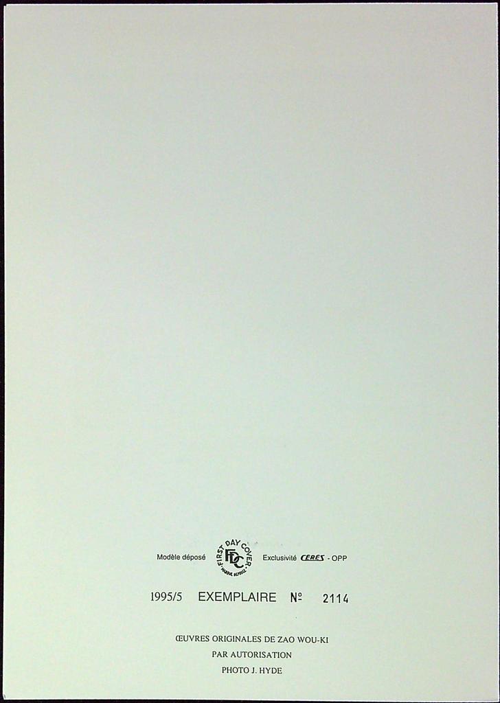 Zao Wou-ki Enveloppe Dépliant Timbre 1er jour Encart Fdc Yvert et Tellier