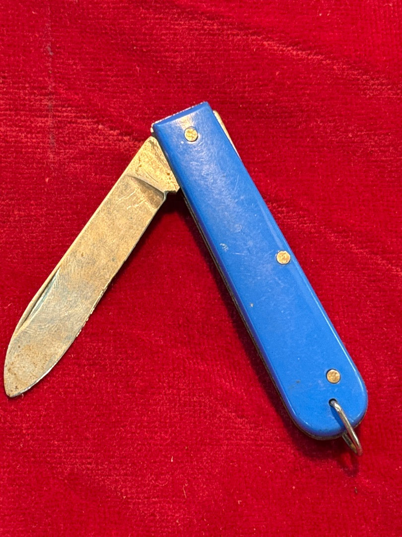 Couteau pliant – Vintage – Camping – Manche bleu