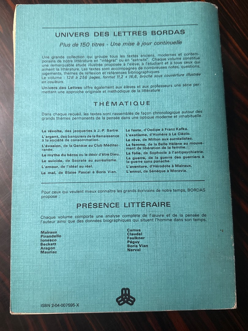 Livre – Bordas Approches Littéraires – Manuel – Français