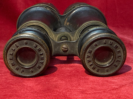 Jumelle marine ancienne en laiton gainée de cuir