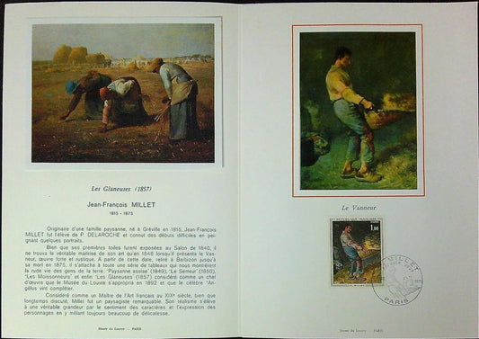 Jean François Millet Le Vanneur Enveloppe Dépliant Timbre 1er jour Encart Fdc Yvert et Tellier
