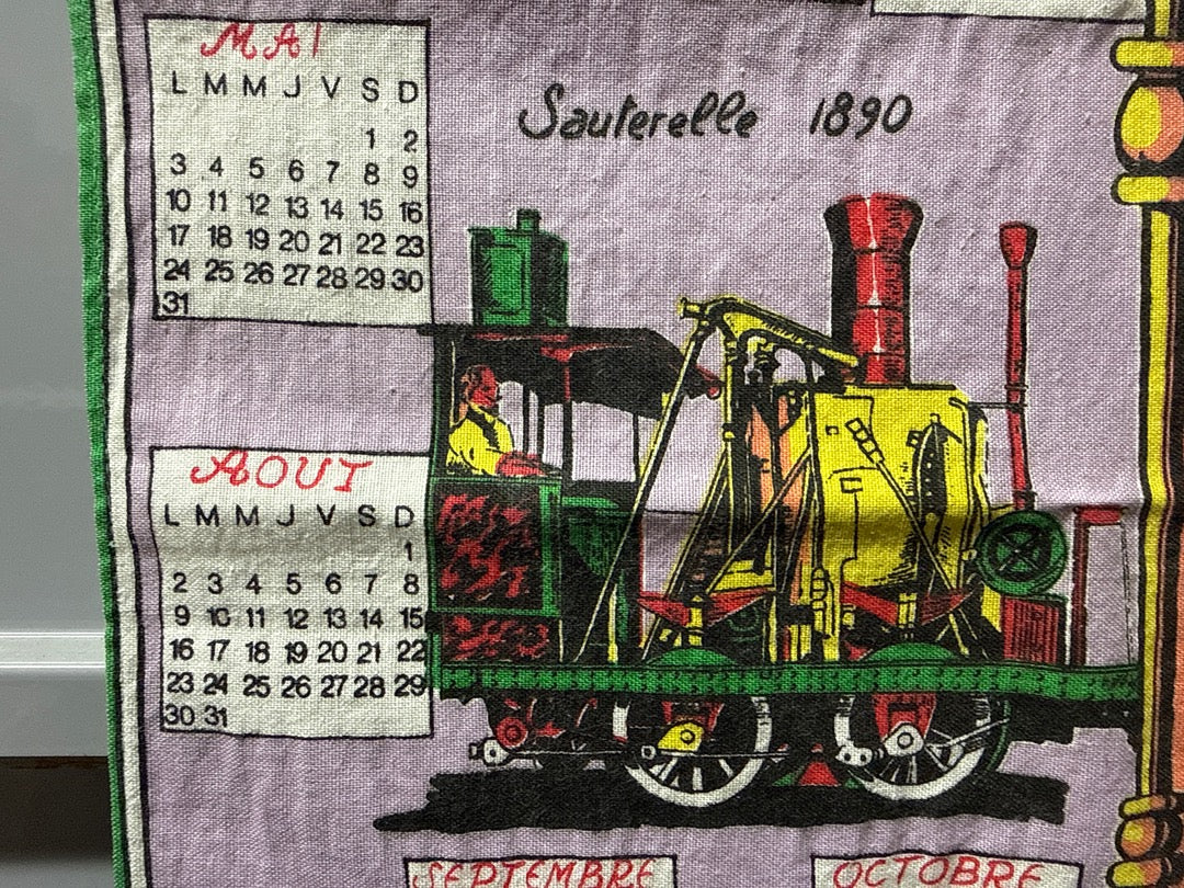 Torchon Abadie Frères – Calendrier 1971 locomotives anciennes