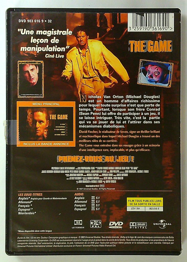 Dvd The Game - David Fincher - Michael Douglas