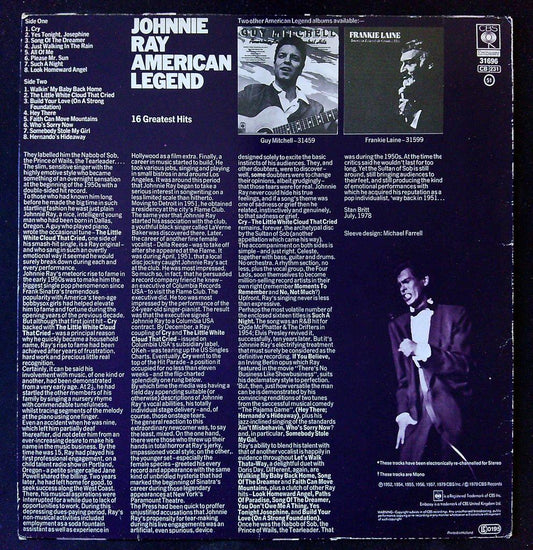 Vinyle Johnnie Ray American Legend 16 Greatest Hits