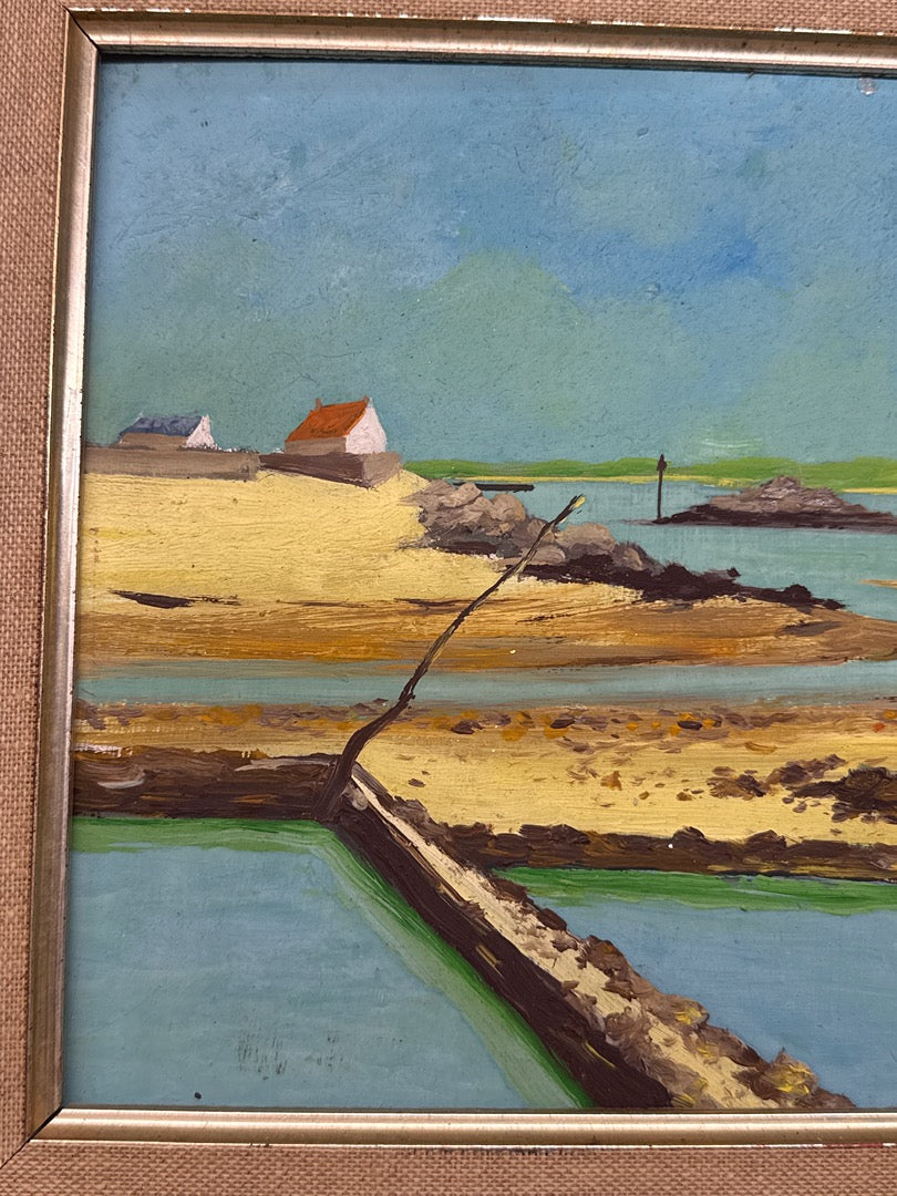 Tableau – J. Crassin – Peinture – Paysage marin marée basse